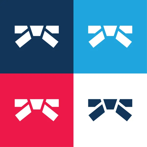 Belt blue and red four color minimal icon set — Stock Illustration Belt Blue Red Four Color Minimal Icon Set Stock Vector