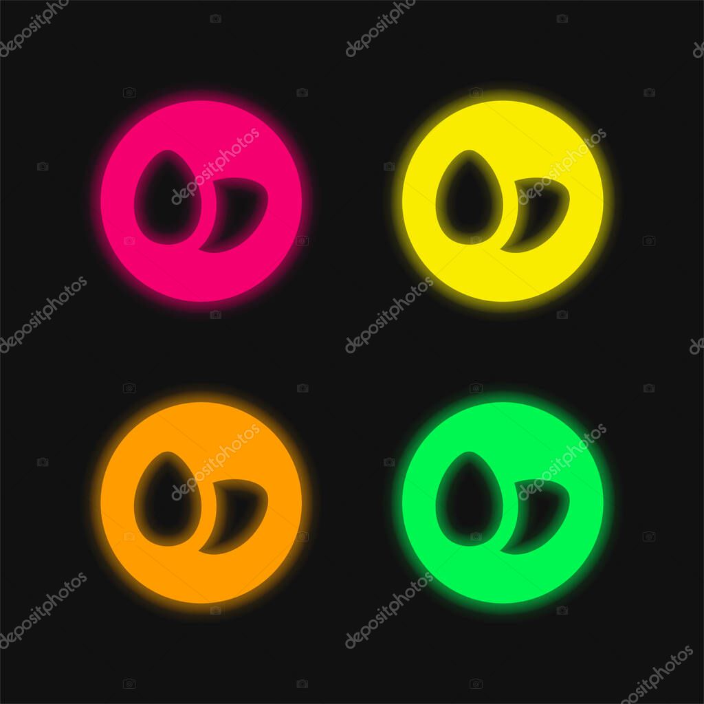 Allergens Eggs four color glowing neon vector icon