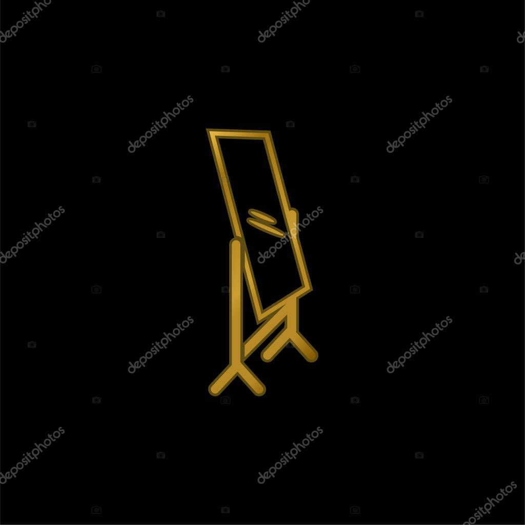 Bedroom Mirror gold plated metalic icon or logo vector
