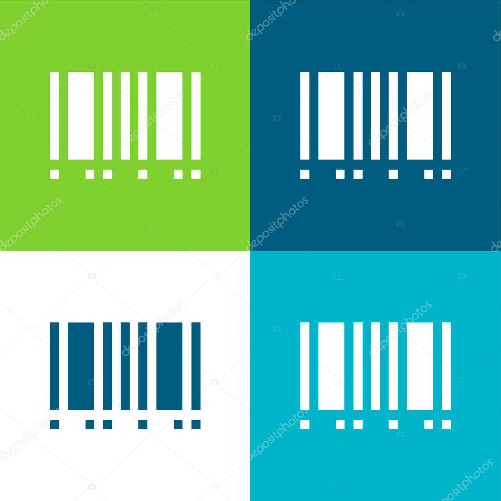 Barcode Flat four color minimal icon set