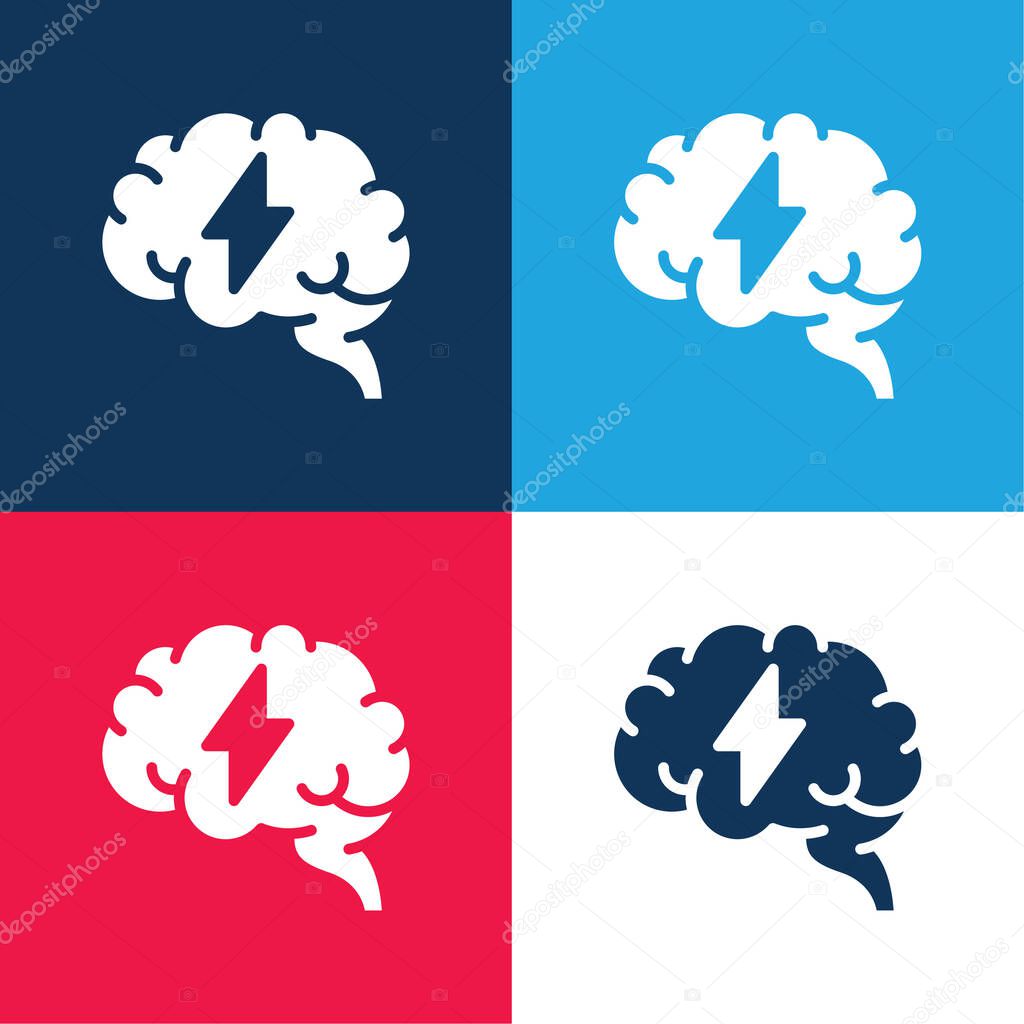 Brain blue and red four color minimal icon set