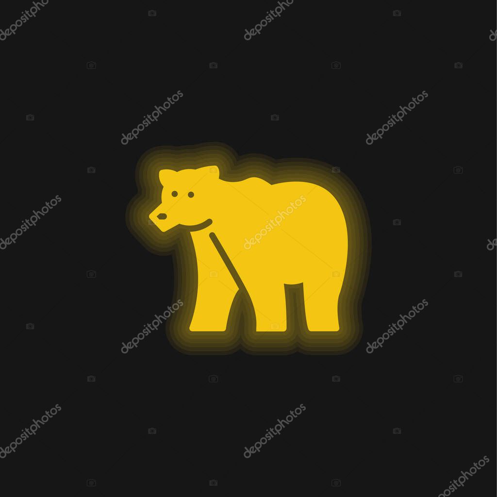 Bear yellow glowing neon icon