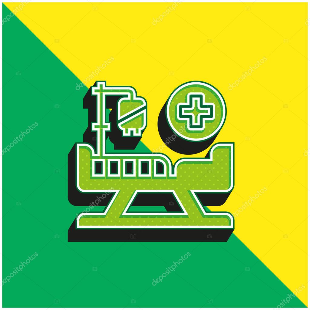 Bed Green and yellow modern 3d vector icon logo