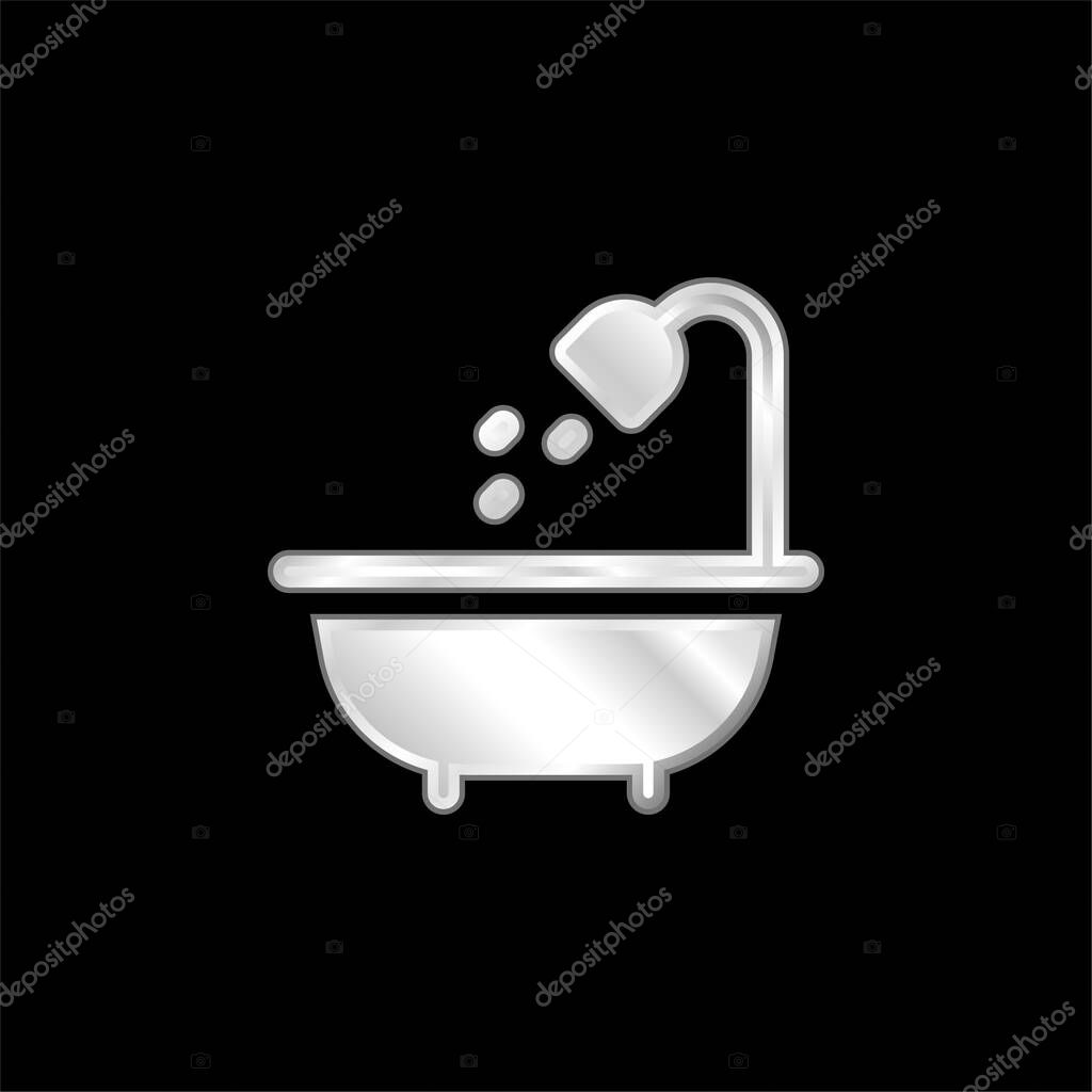 Bath silver plated metallic icon