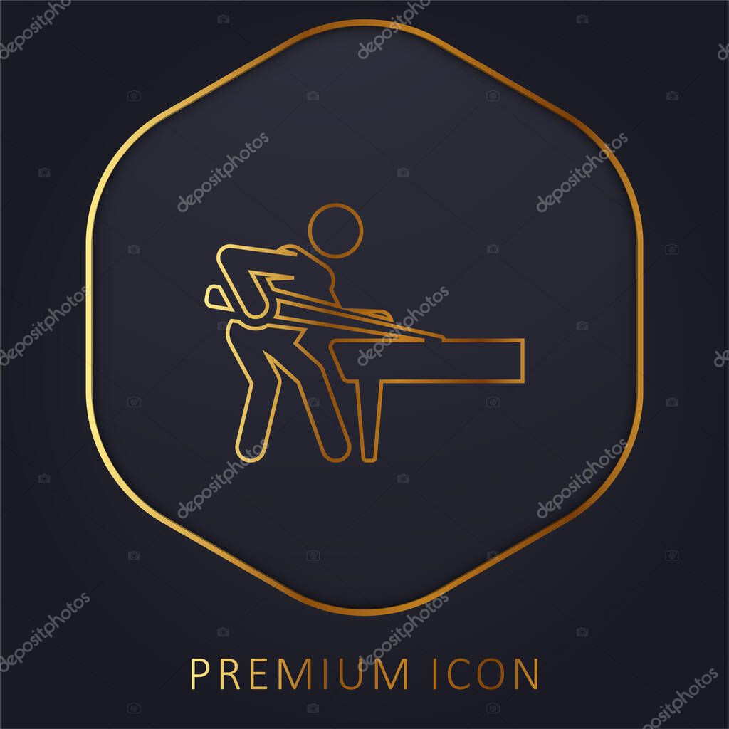 Billiard golden line premium logo or icon