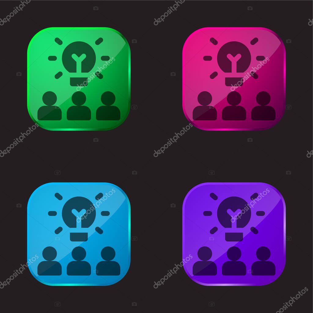 Brainstorming four color glass button icon