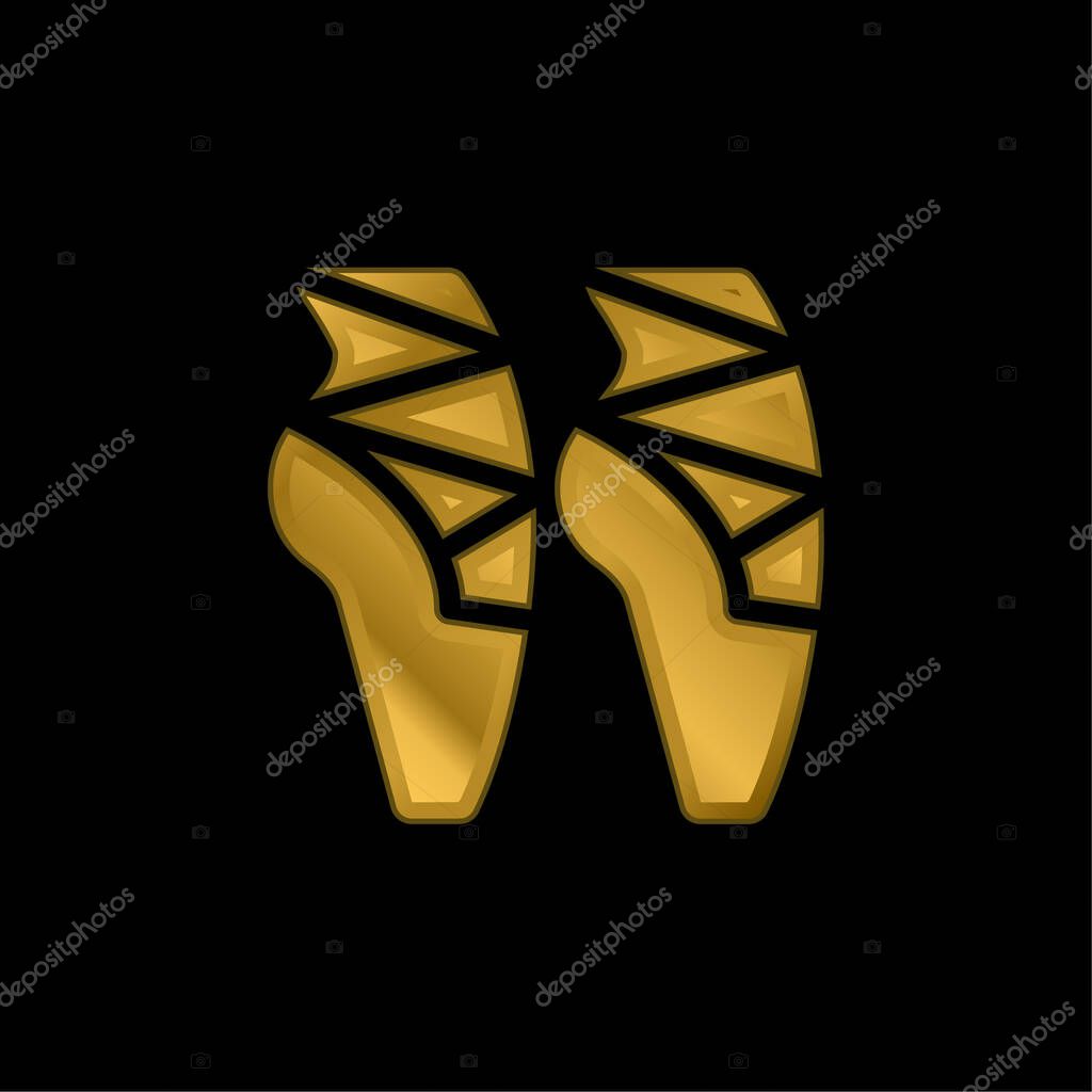 Ballet gold plated metalic icon or logo vector
