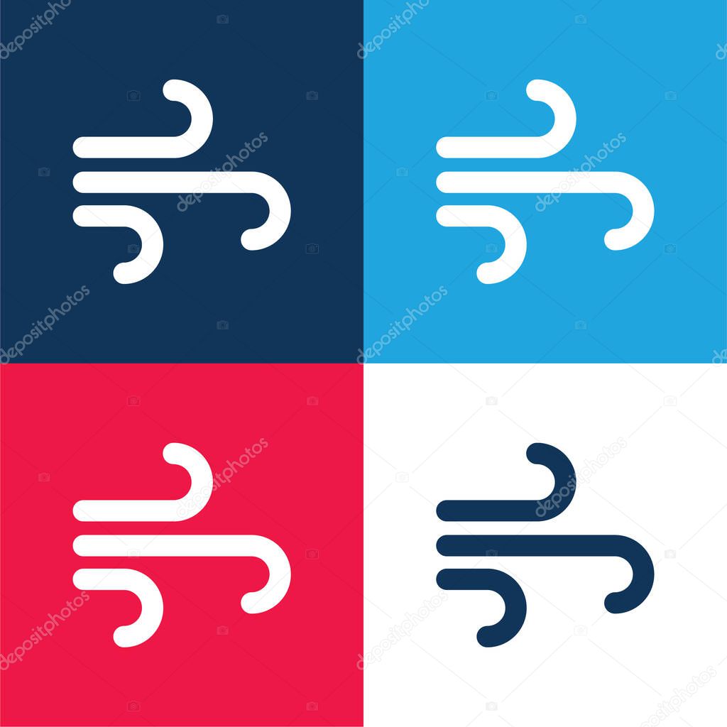 Air Element blue and red four color minimal icon set