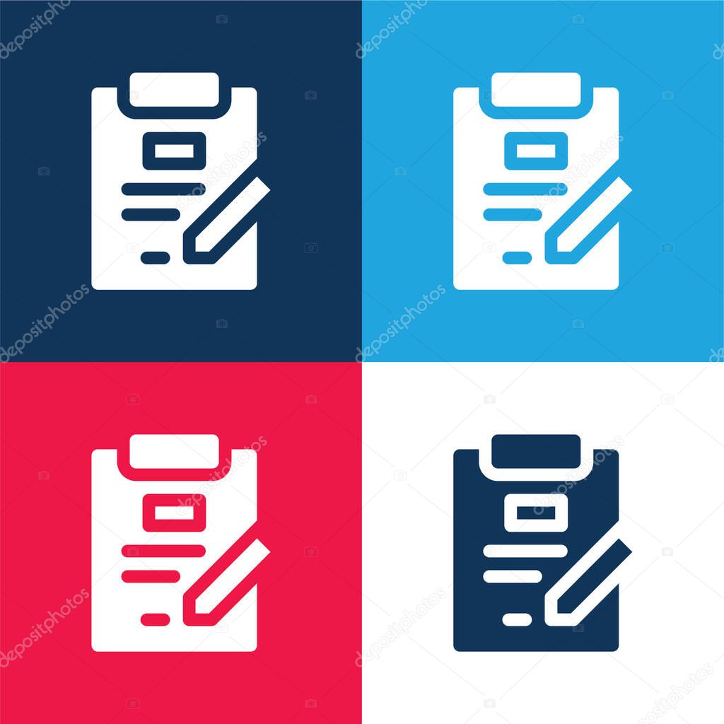 Agreement blue and red four color minimal icon set