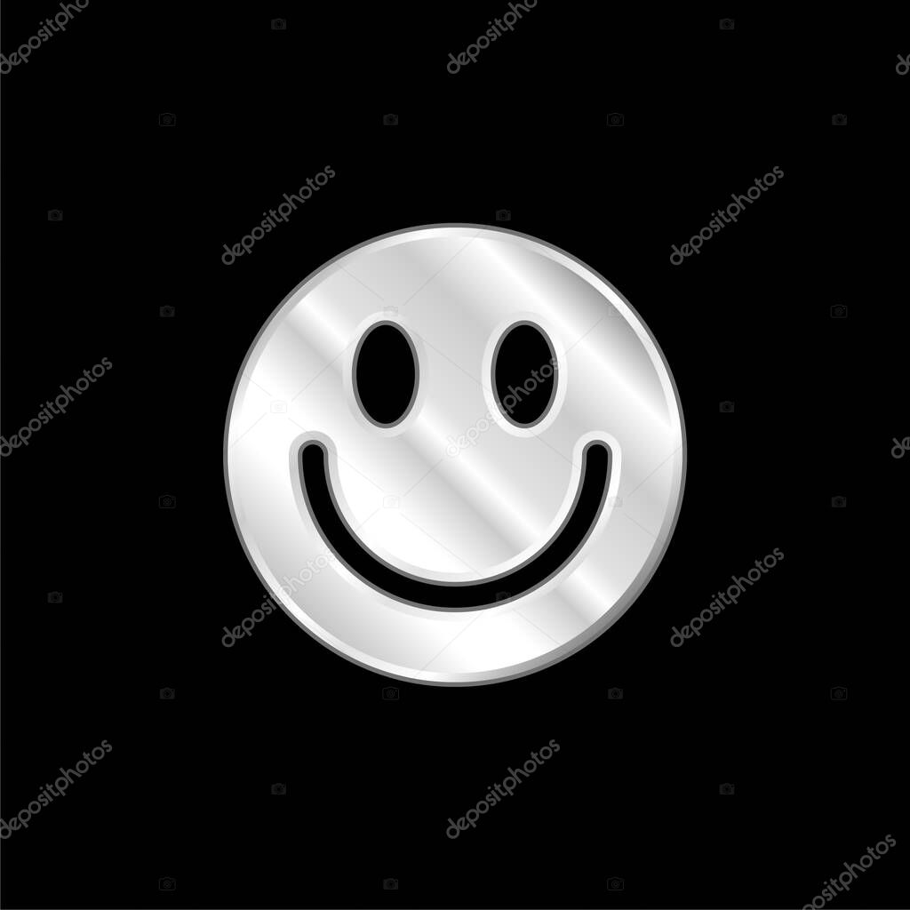 Big Smiley Face silver plated metallic icon