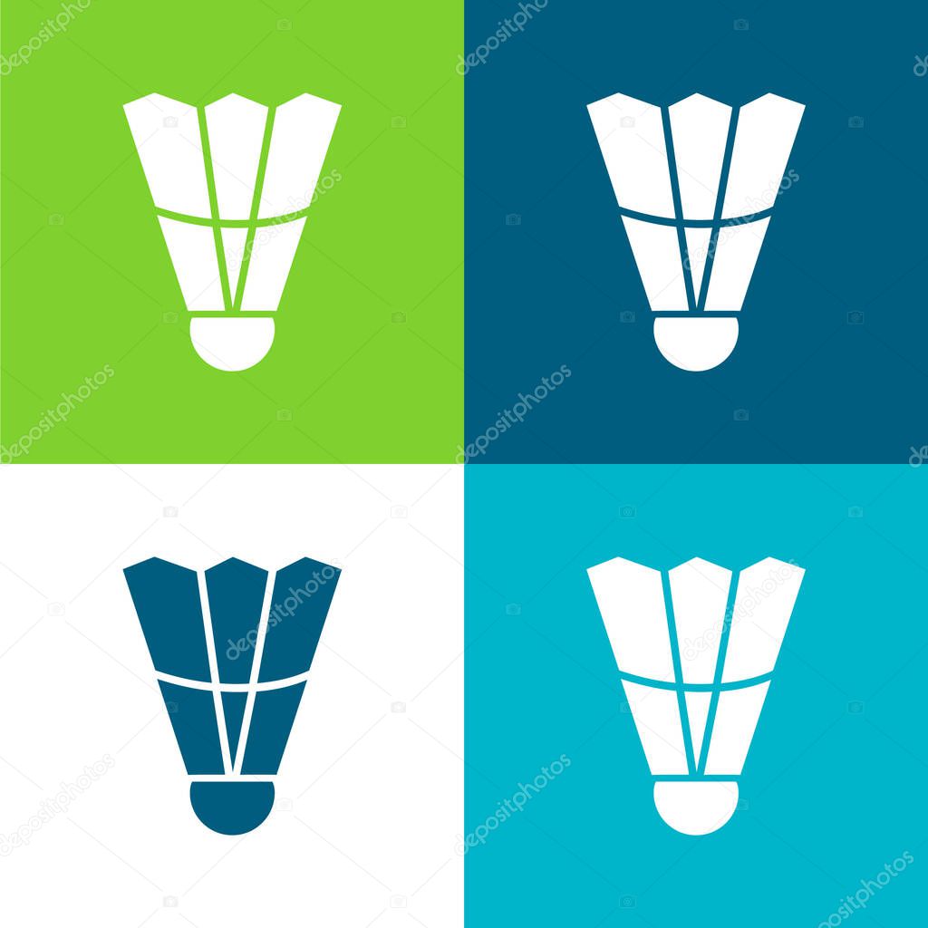 Badminton Feather Flat four color minimal icon set
