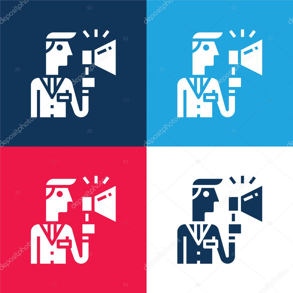 Advertising blue and red four color minimal icon set