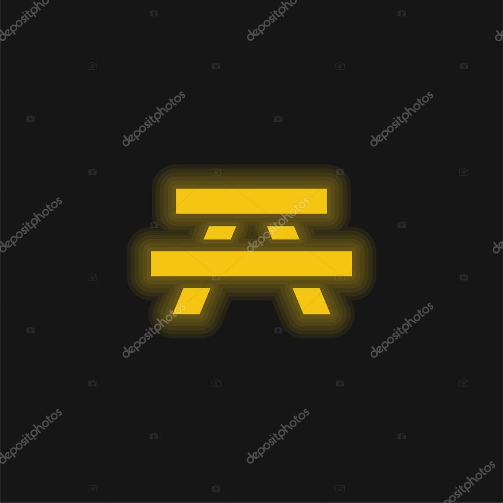 Bench yellow glowing neon icon