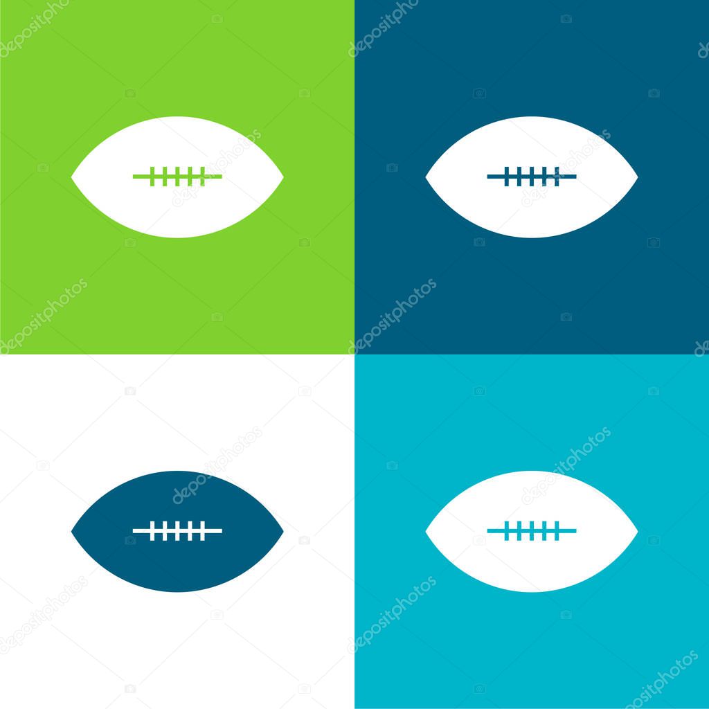 American Football Game Flat four color minimal icon set