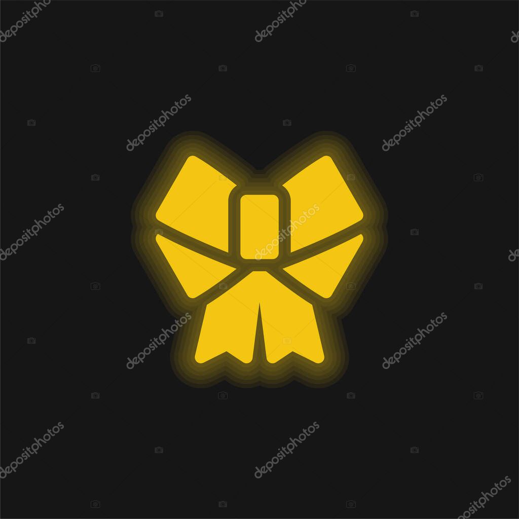 Bow yellow glowing neon icon