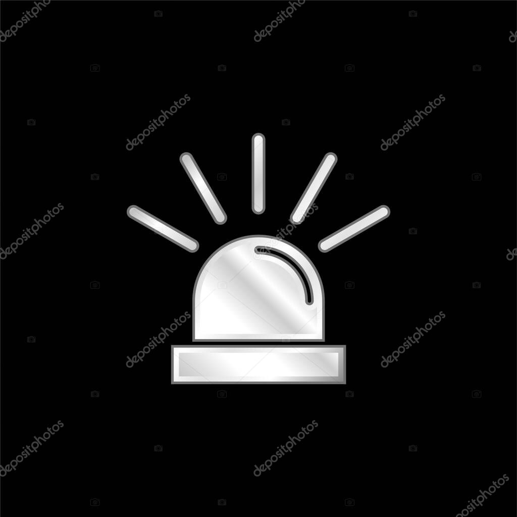 Alarm silver plated metallic icon