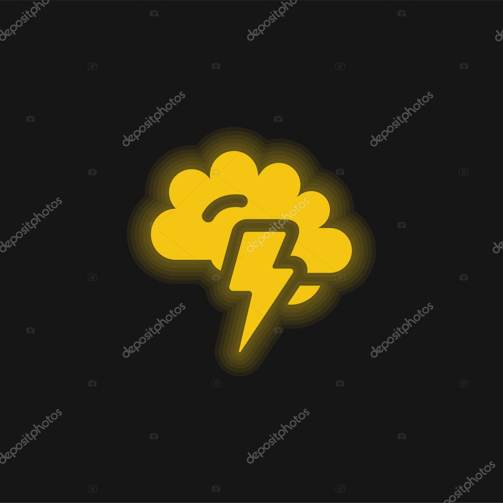 Brainstorming yellow glowing neon icon