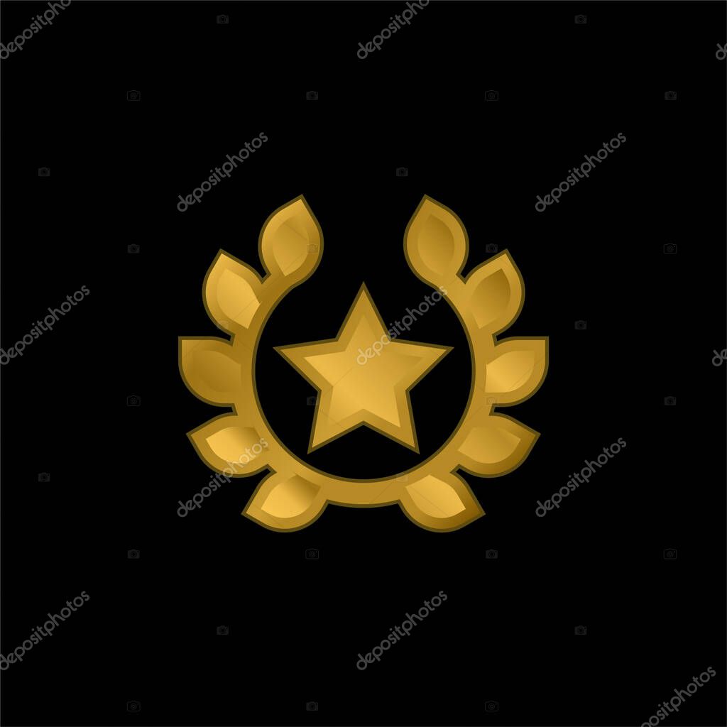 Award gold plated metalic icon or logo vector