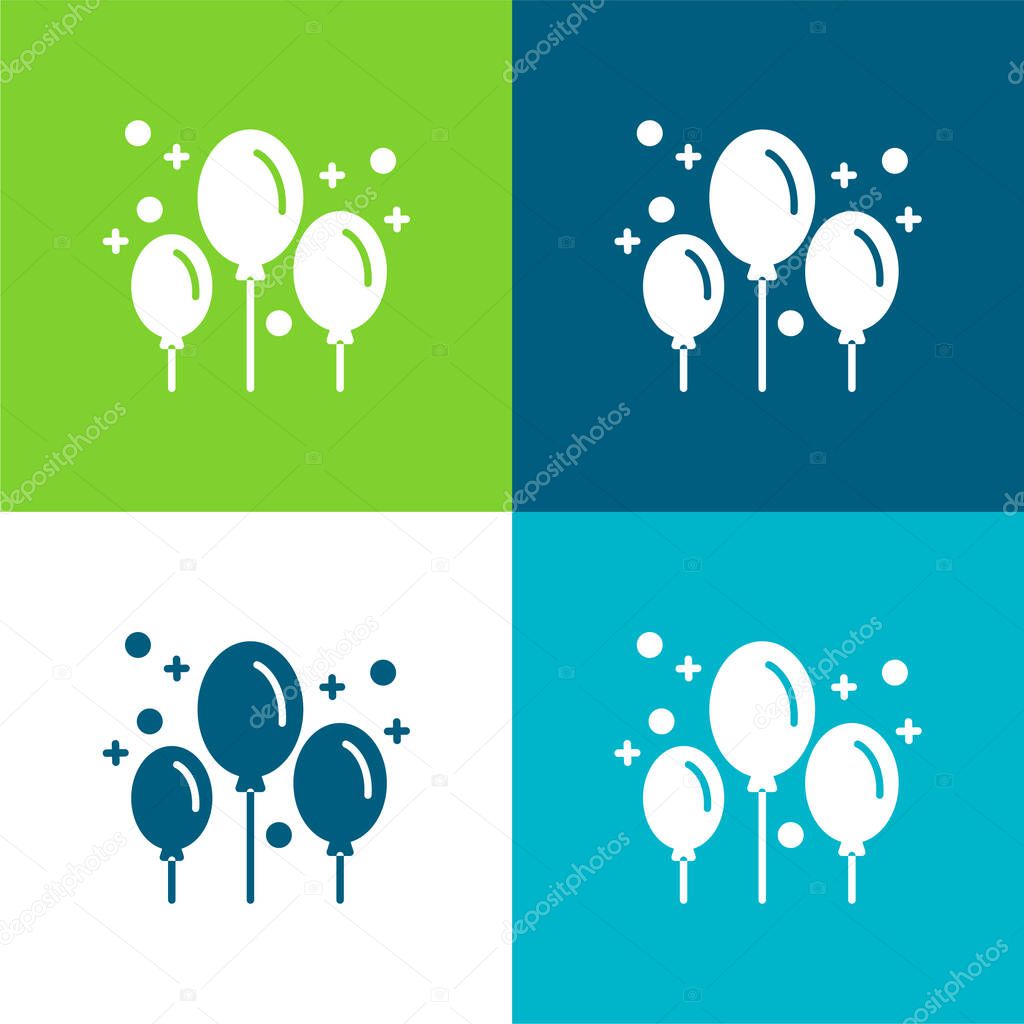 Balloons Flat four color minimal icon set