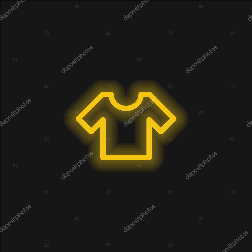 Basic T Shirt yellow glowing neon icon