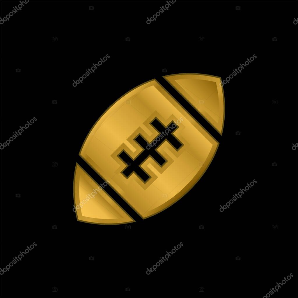 American Football gold plated metalic icon or logo vector