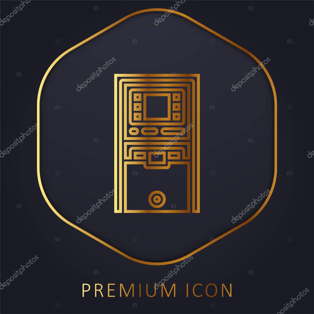 Atm Machine golden line premium logo or icon