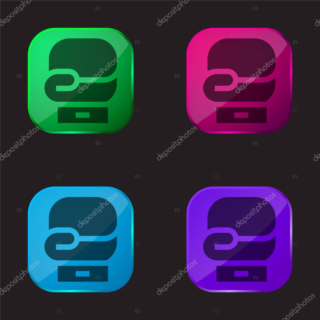 Boxing four color glass button icon