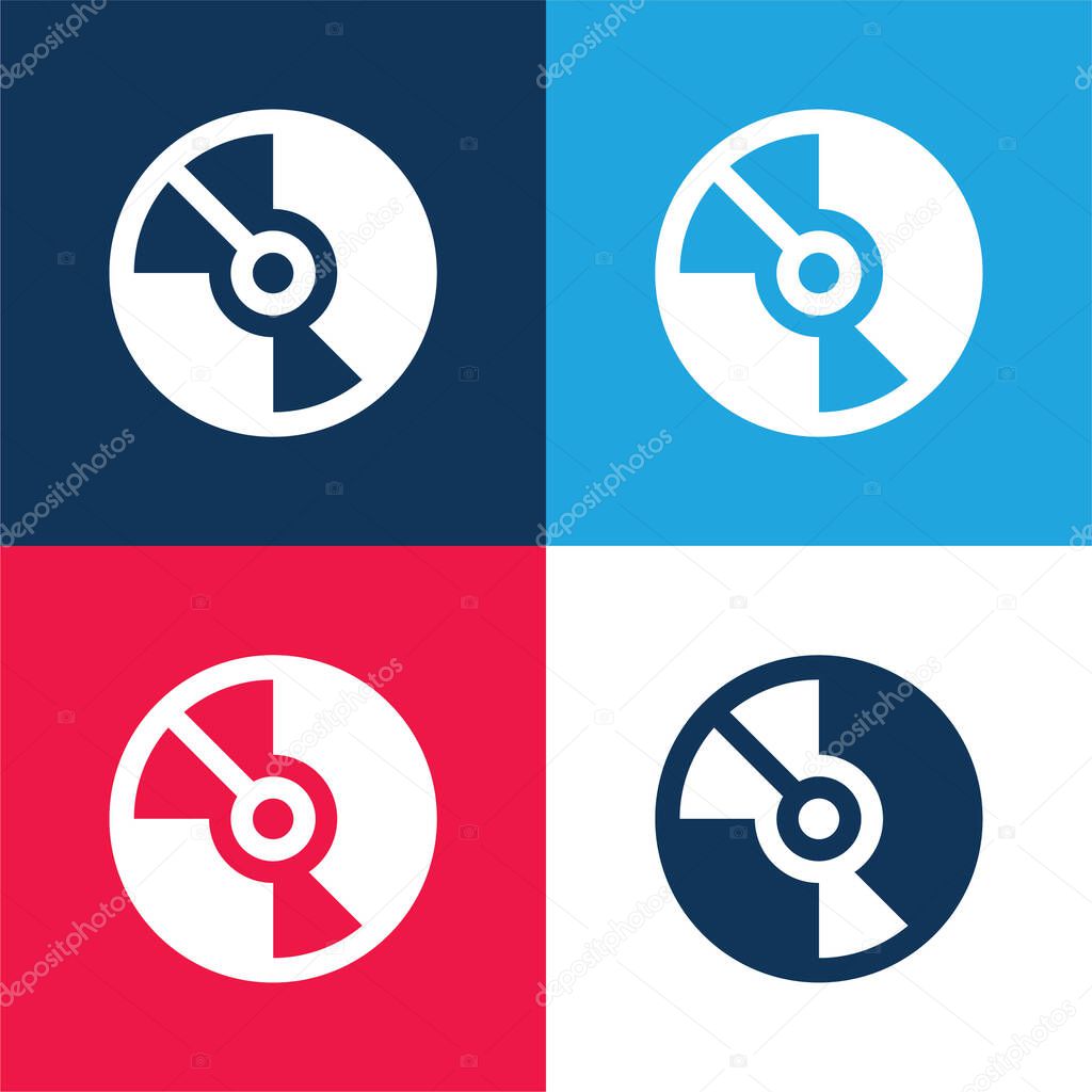 Big DVD blue and red four color minimal icon set