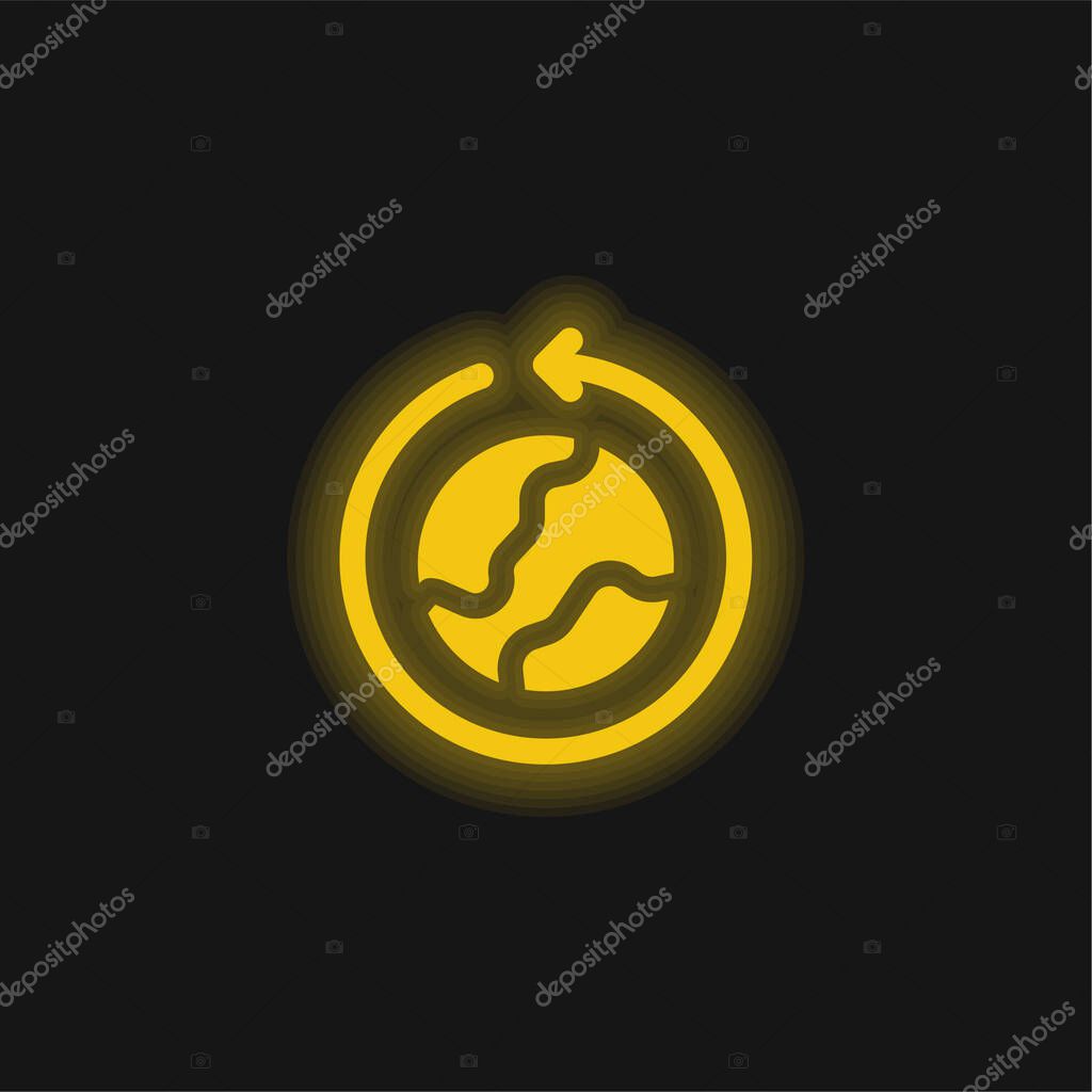 Around The World yellow glowing neon icon