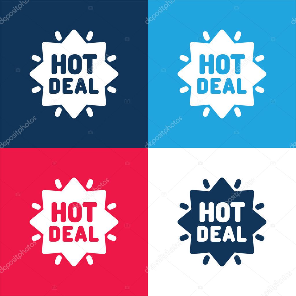 Bargains blue and red four color minimal icon set