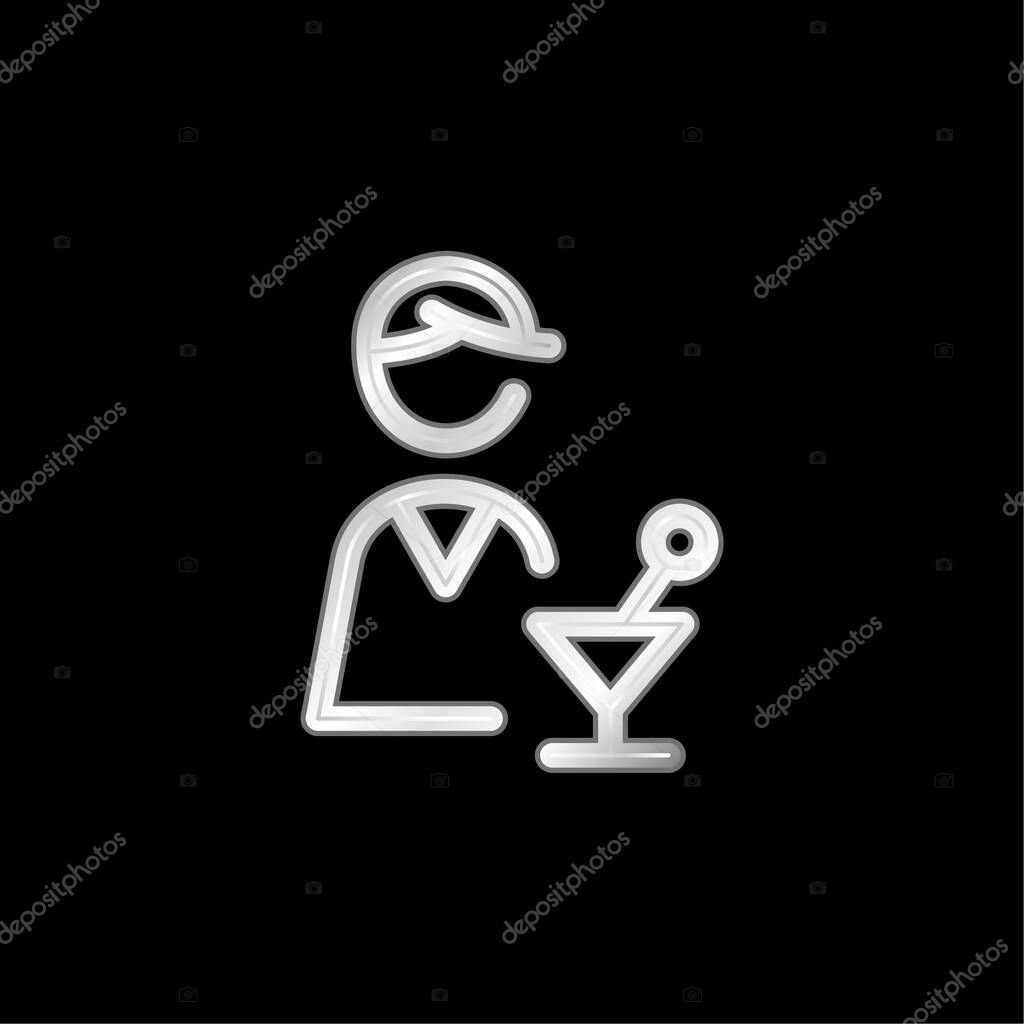 Bartender silver plated metallic icon