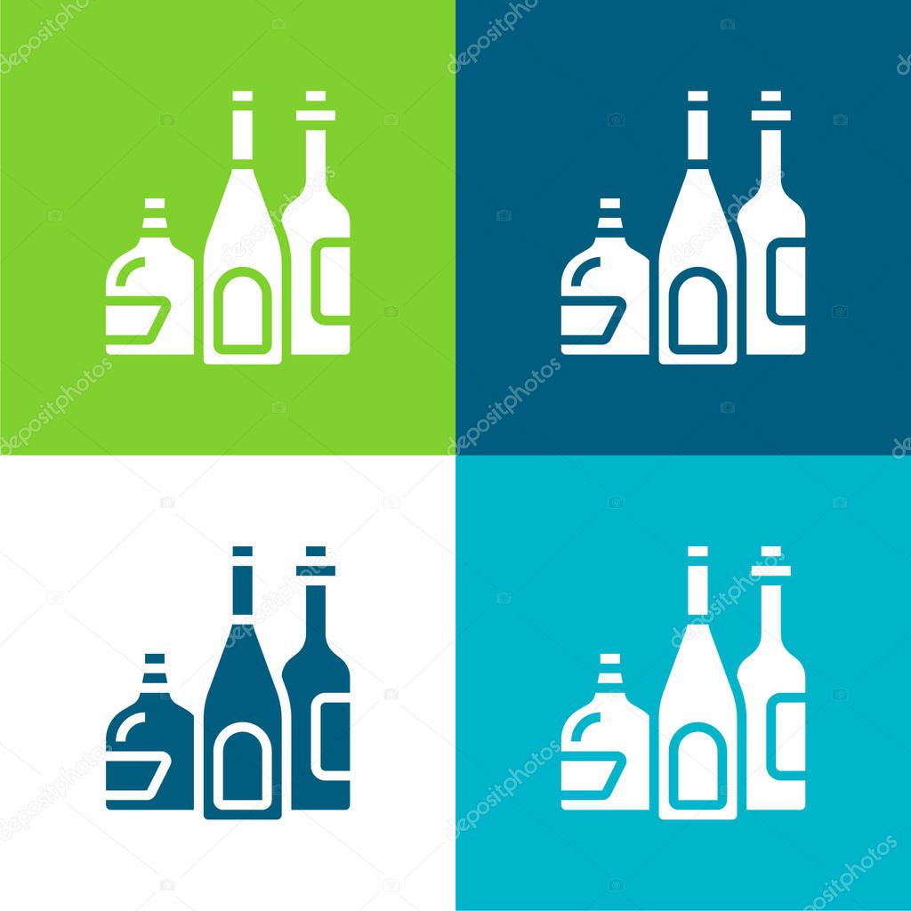 Alcoholic Drink Flat four color minimal icon set