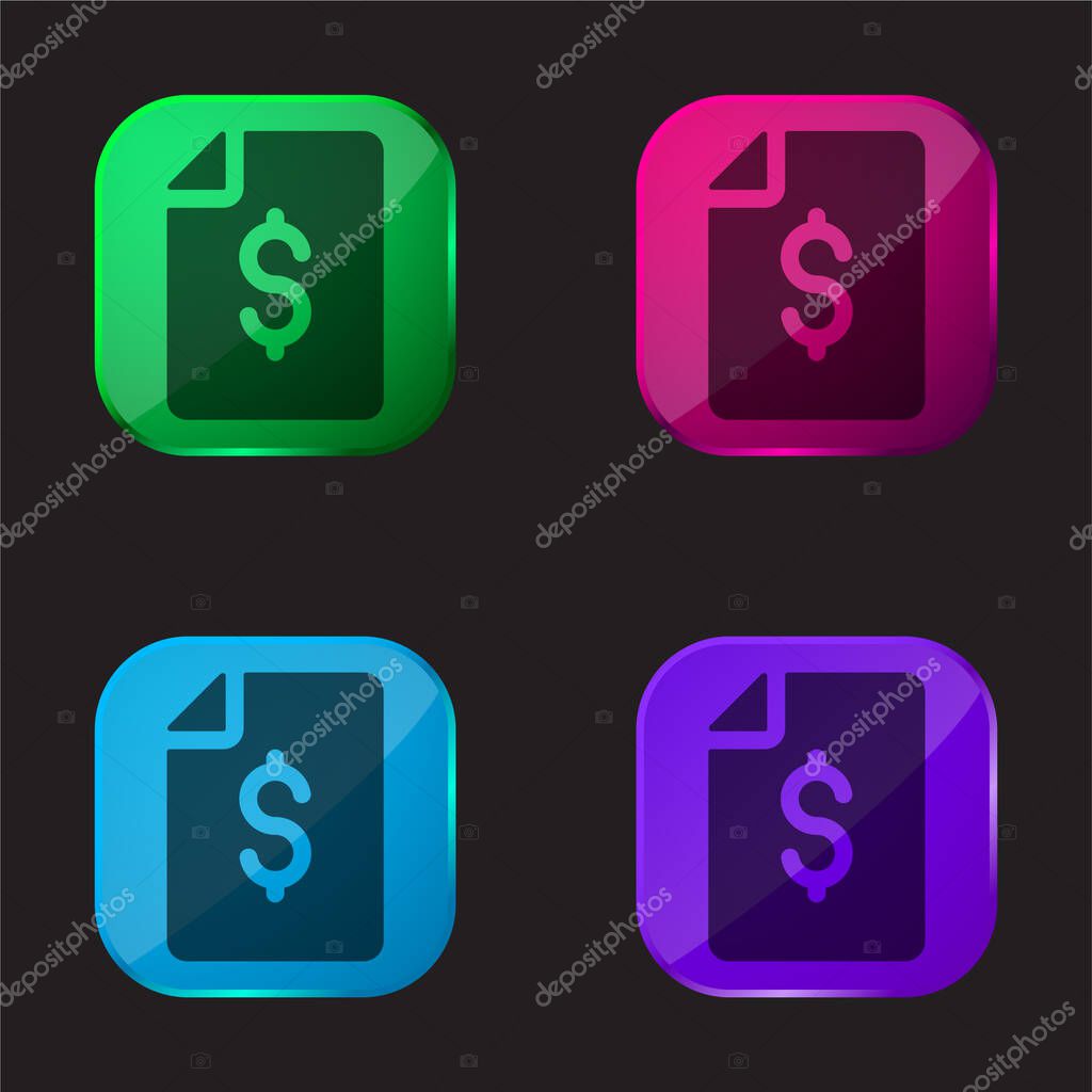 Bill four color glass button icon