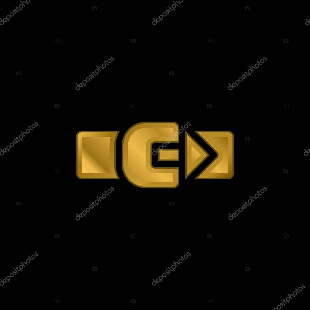 Belt gold plated metalic icon or logo vector