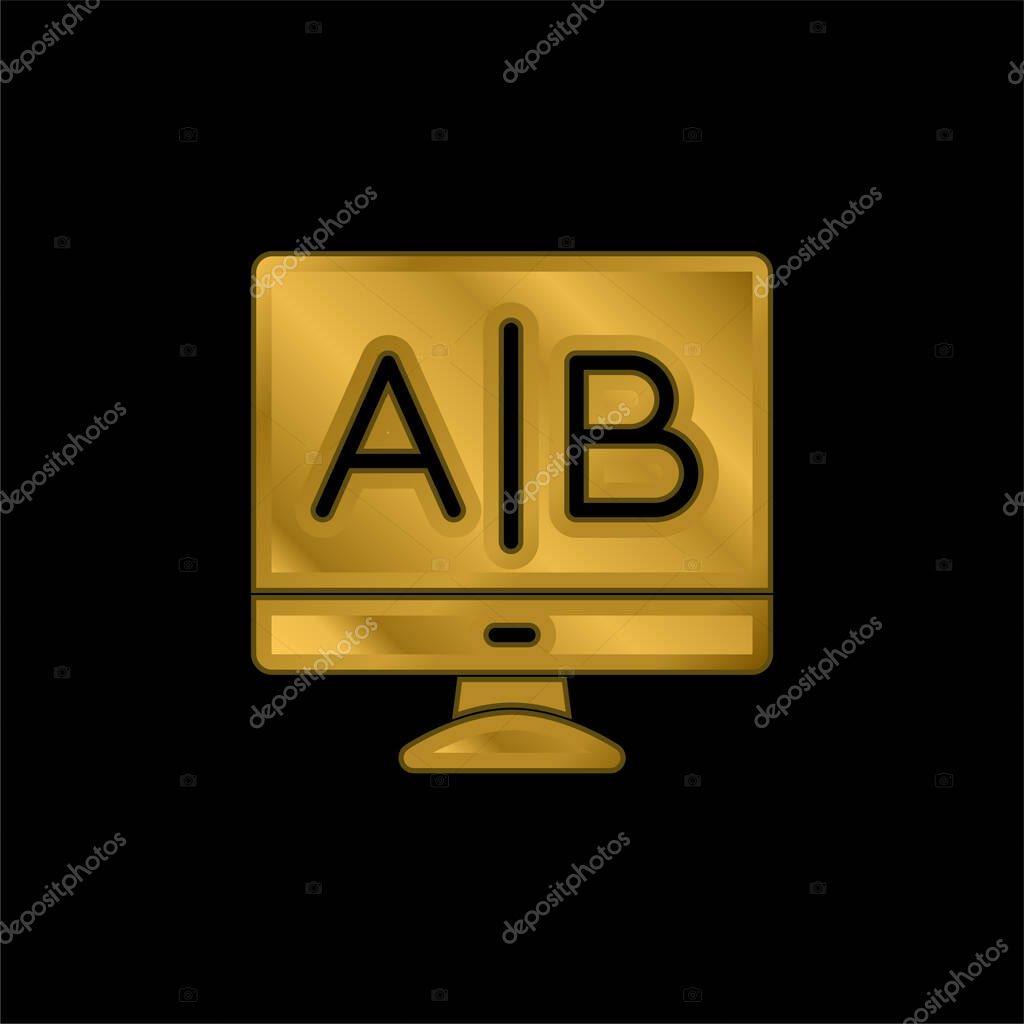 Ab Testing gold plated metalic icon or logo vector