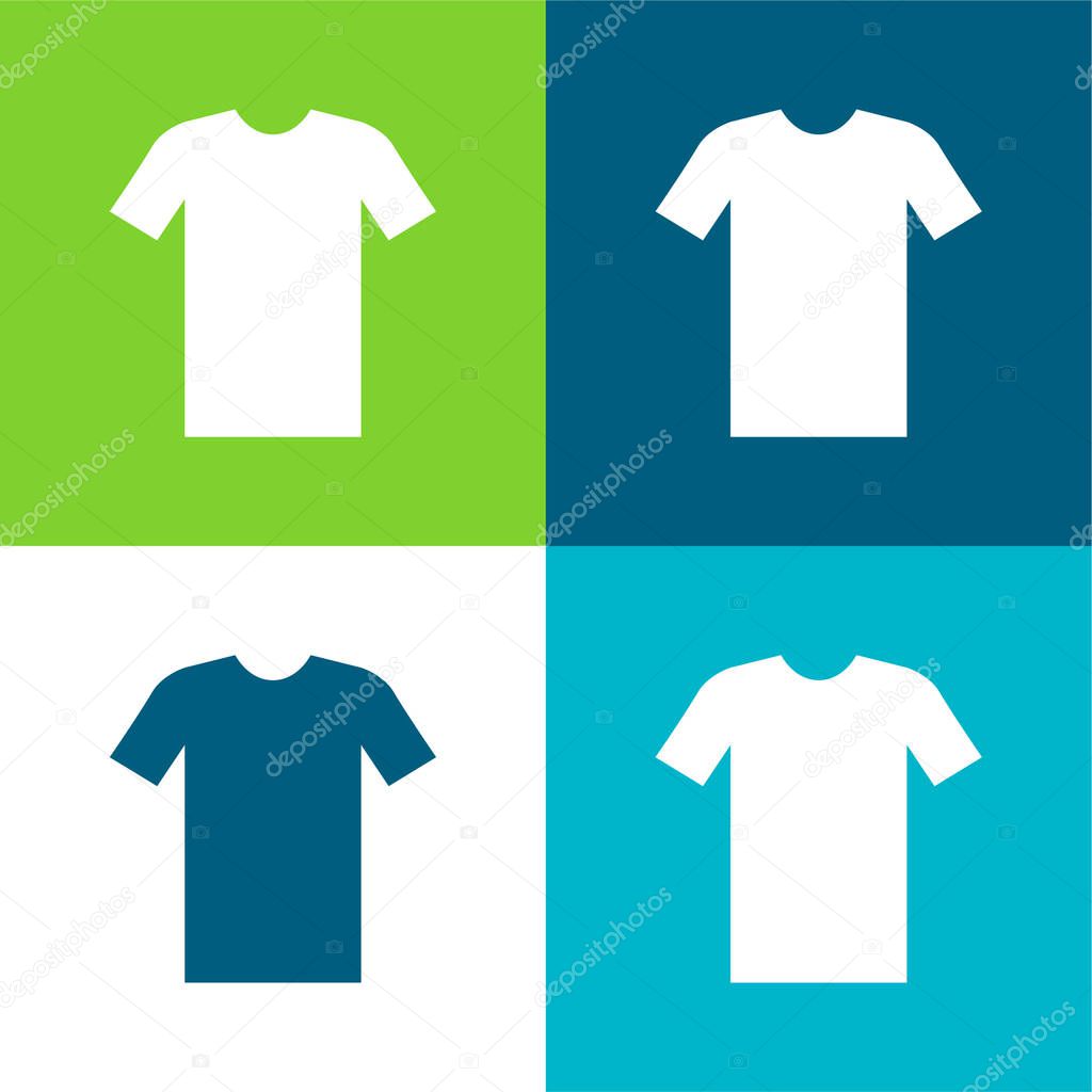Black Tshirt Flat four color minimal icon set