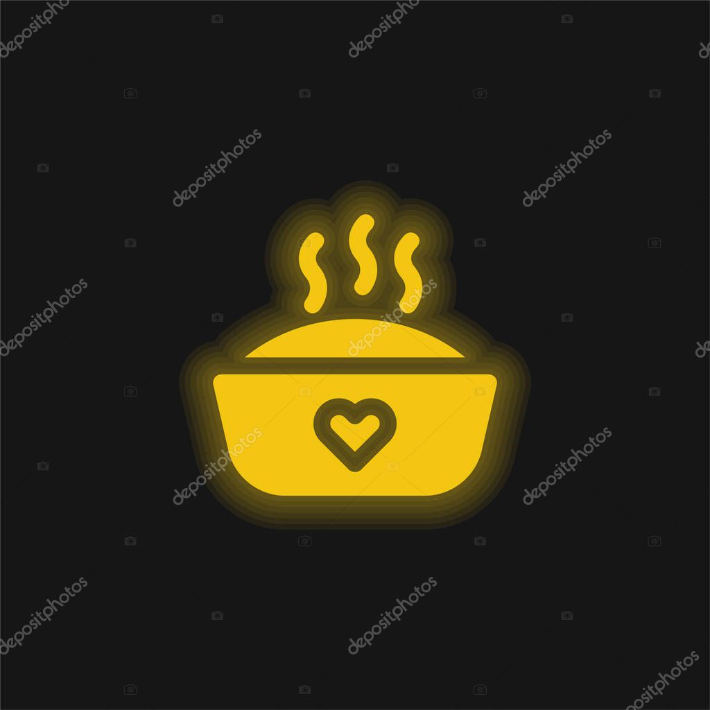 Baby Food yellow glowing neon icon