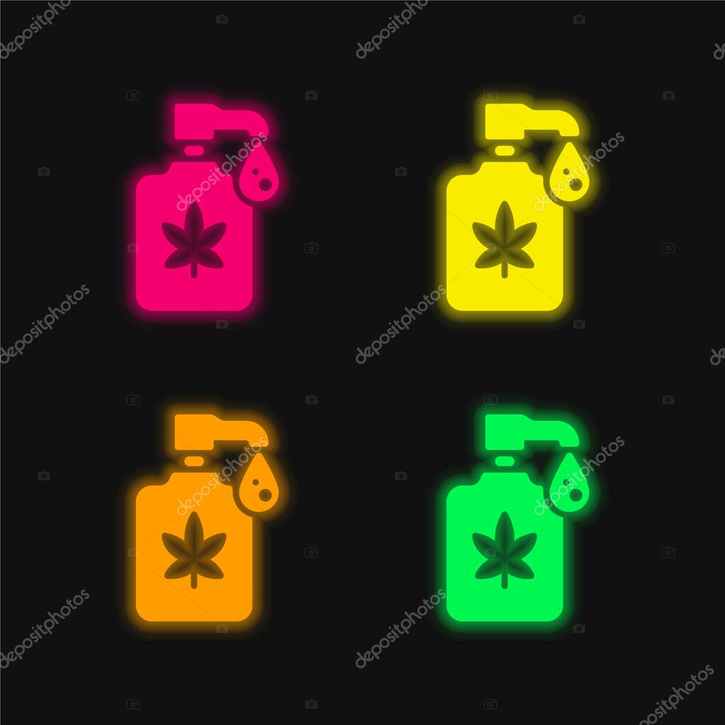Body Lotion four color glowing neon vector icon
