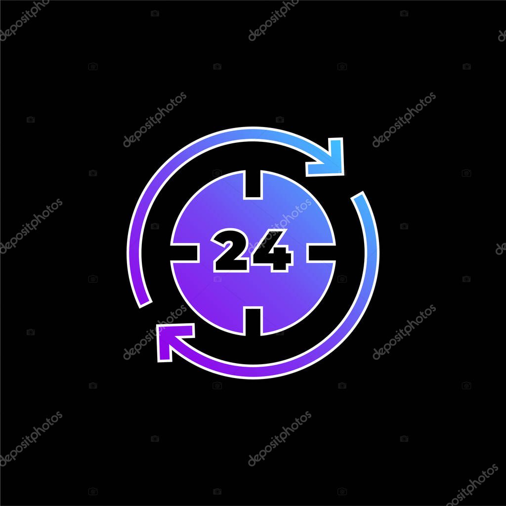 24 Hours blue gradient vector icon