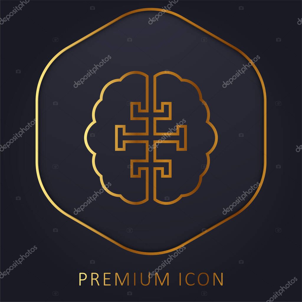 Brain golden line premium logo or icon