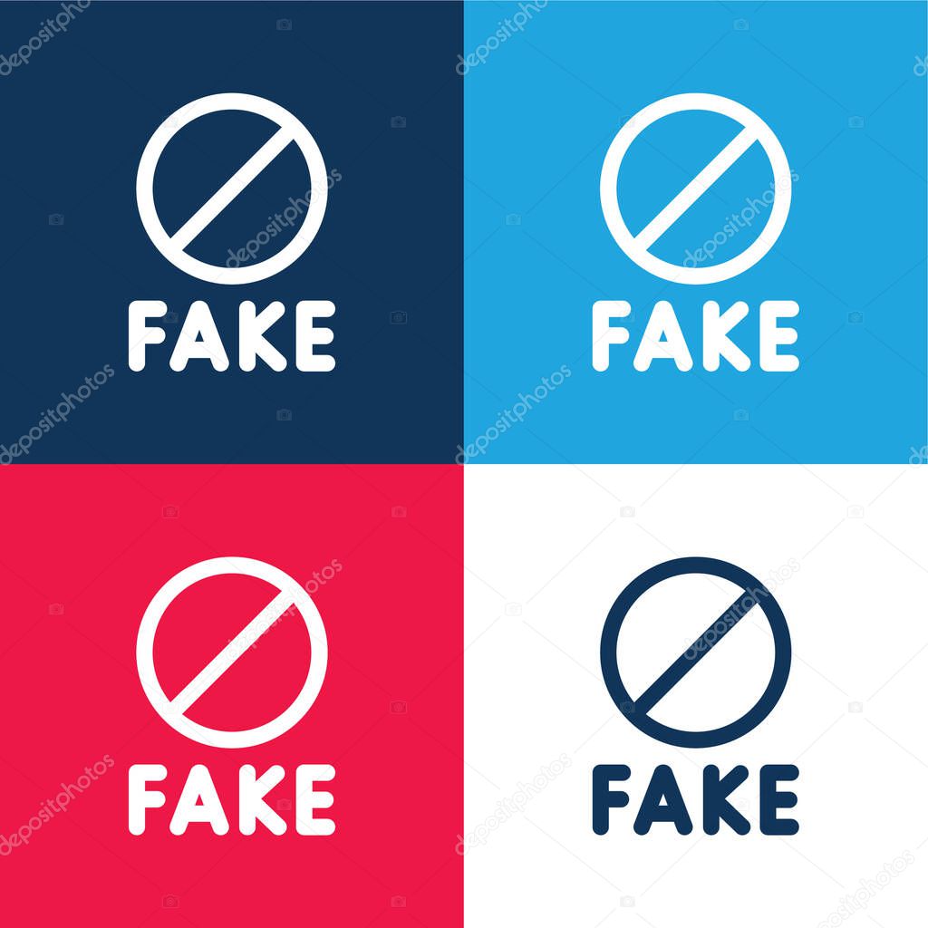 Banned blue and red four color minimal icon set