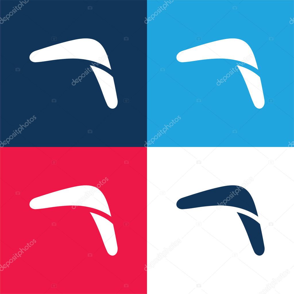 Boomerang Stick blue and red four color minimal icon set