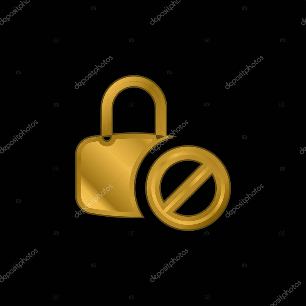 Blocked gold plated metalic icon or logo vector