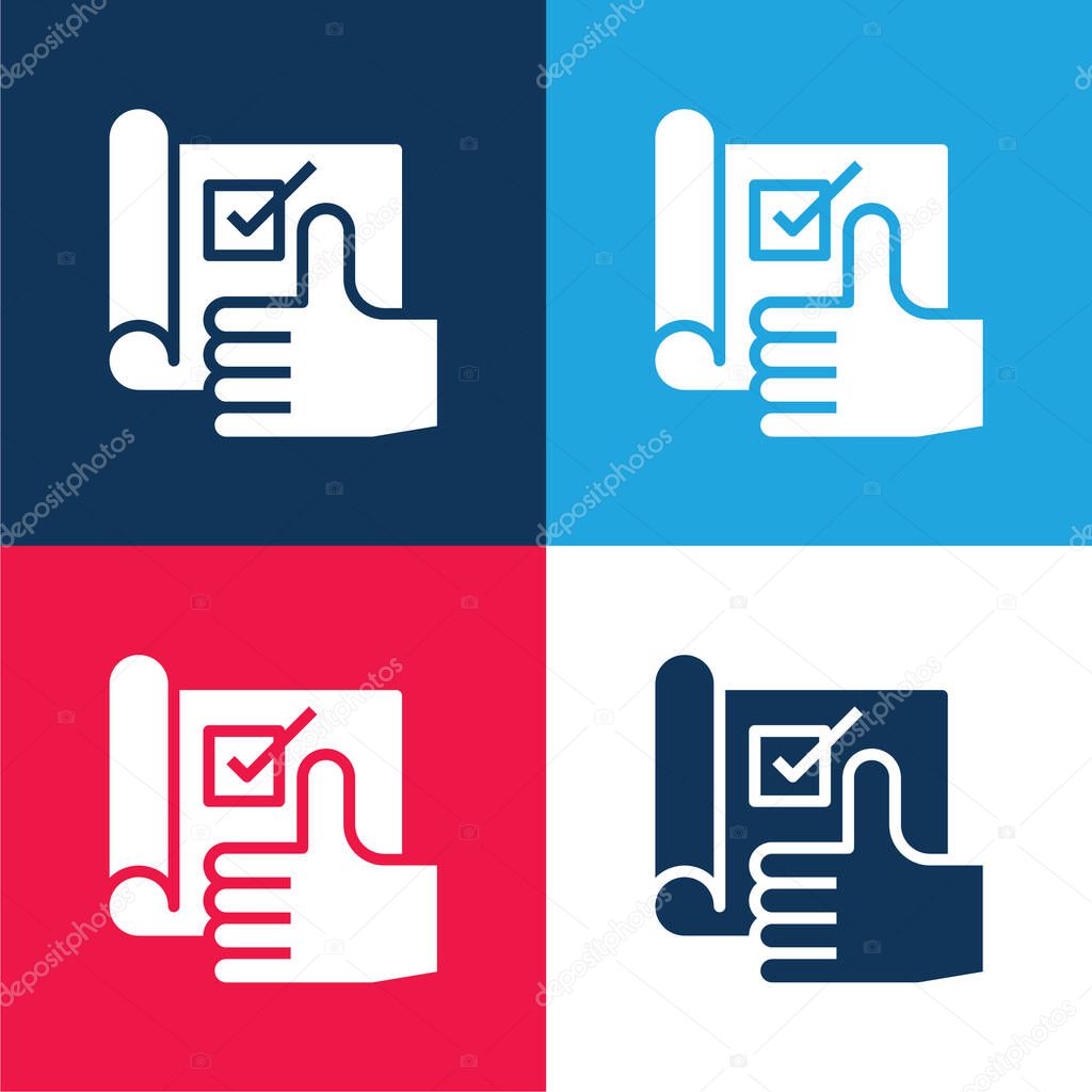 Agree blue and red four color minimal icon set
