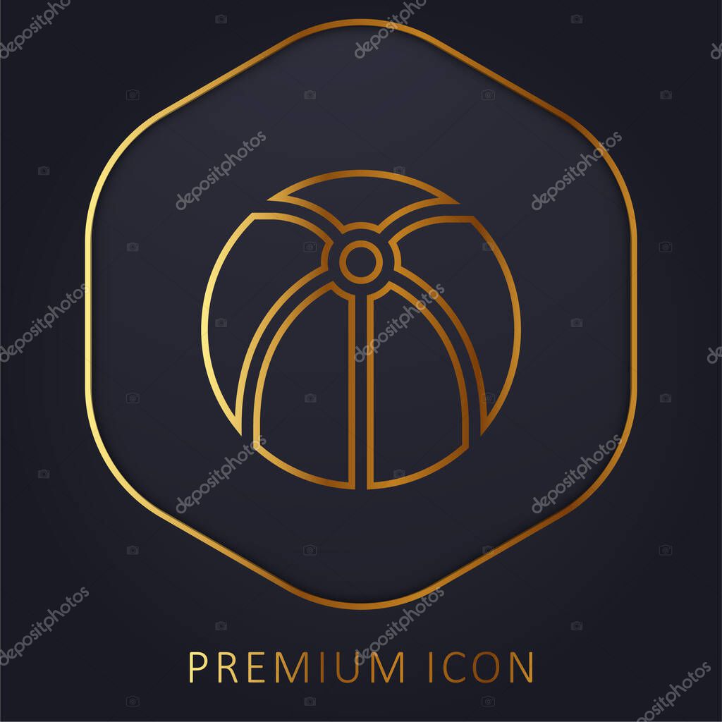 Beach Ball golden line premium logo or icon