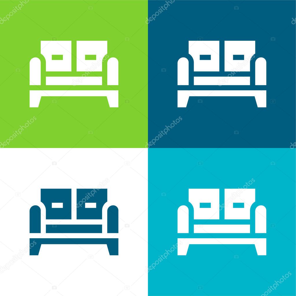 Armchair Flat four color minimal icon set
