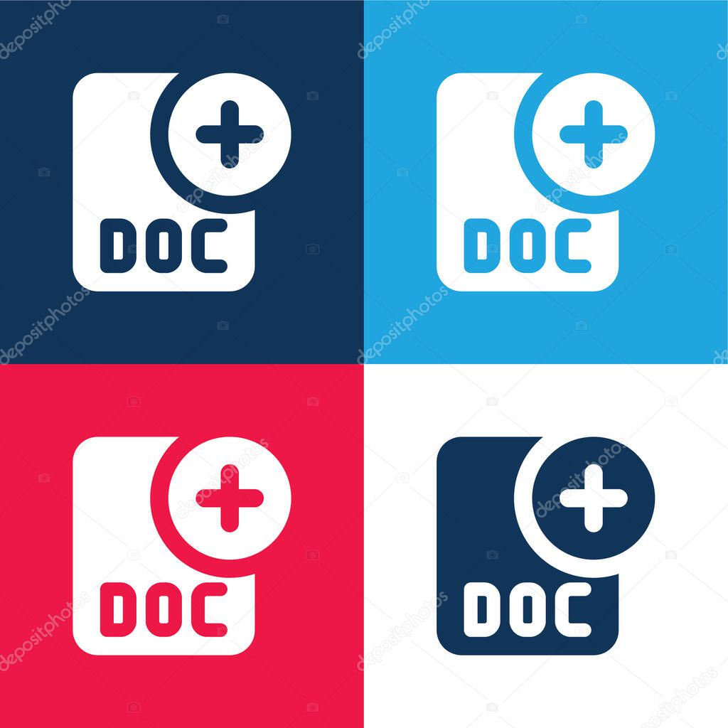 Add blue and red four color minimal icon set