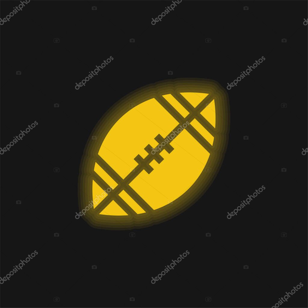 American Football yellow glowing neon icon
