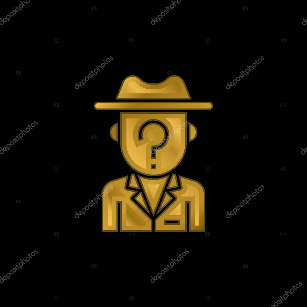 Anonymity gold plated metalic icon or logo vector
