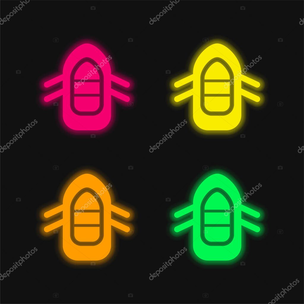 Boiting quattro colori incandescente icona al neon vettore